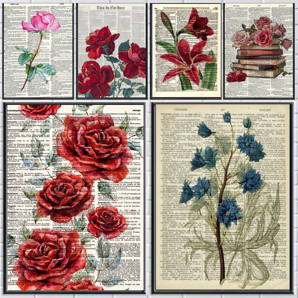 Home Office Dictionary - Arte decorativa D-Dictionary con stampa floreale