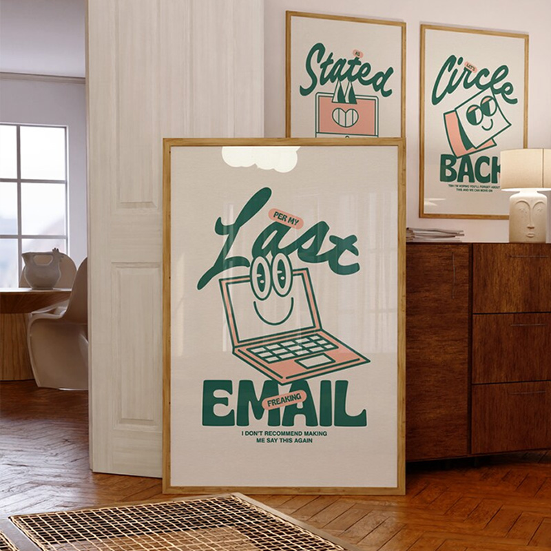 Home Office Email - Divertente poster verde per ufficio, il